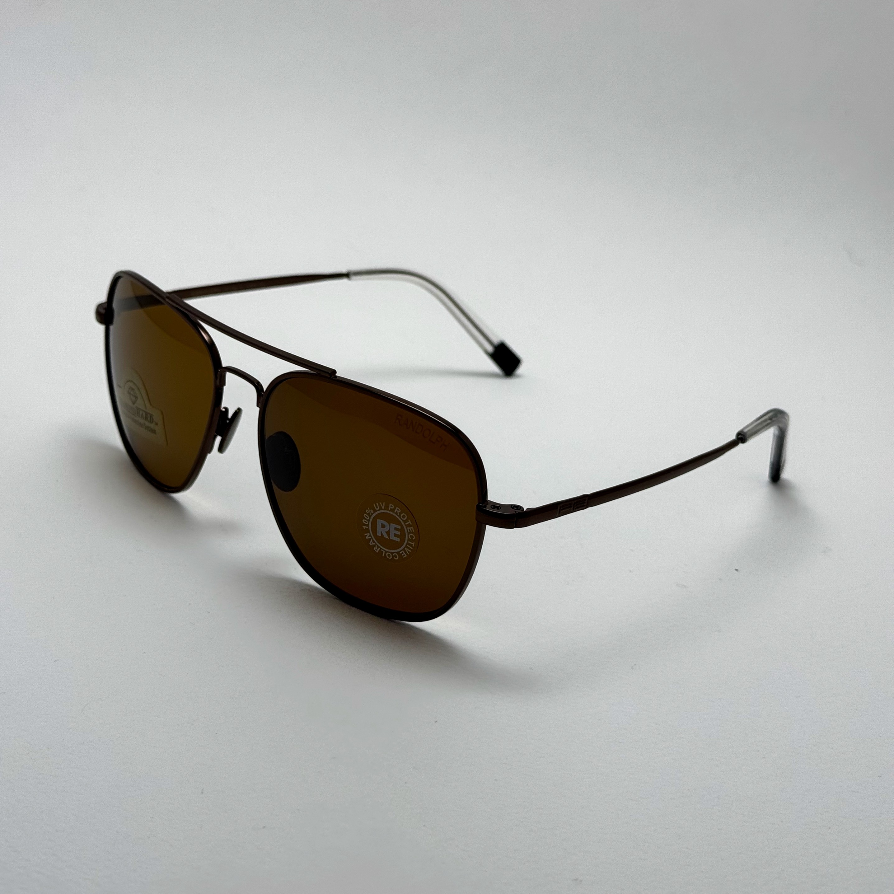 عینک آفتابی خلبانی رندولف شیشه سنگ آنتی رفلکس قهوه ای فریم قهوه ای فول پک RANDOLPH AVIATOR RE 58 24K (ارسال رایگان)
