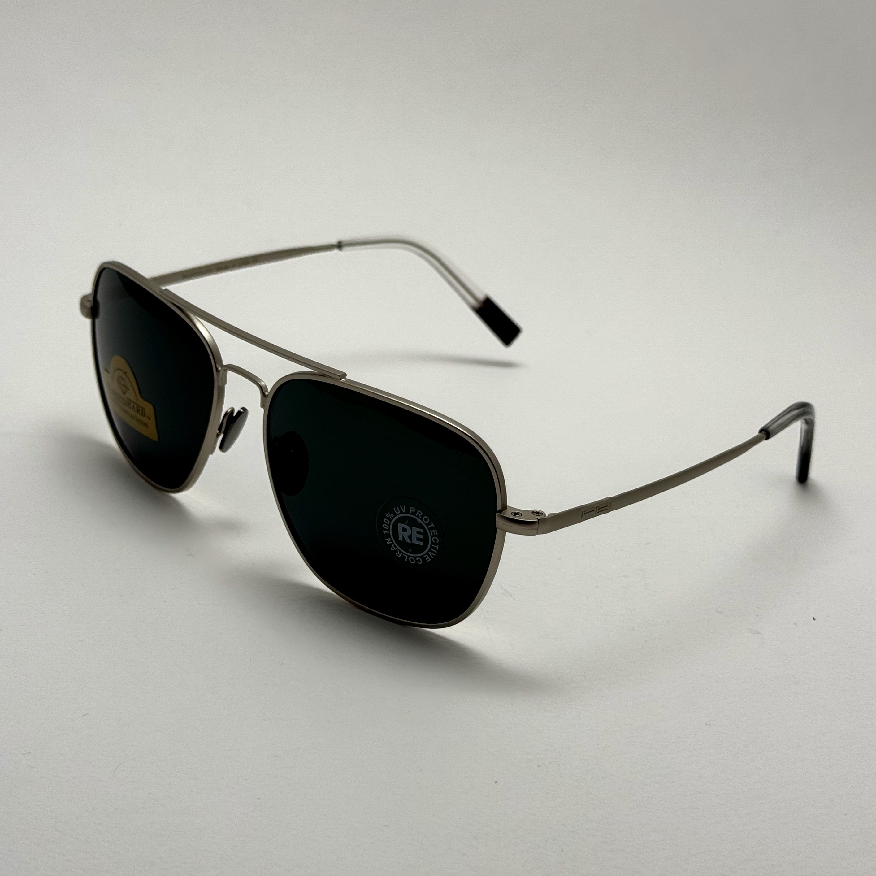 عینک آفتابی خلبانی رندولف شیشه سنگ آنتی رفلکس مشکی نقره ای فول پک RANDOLPH AVIATOR RE 58 24K WHITE GOLD (ارسال رایگان)