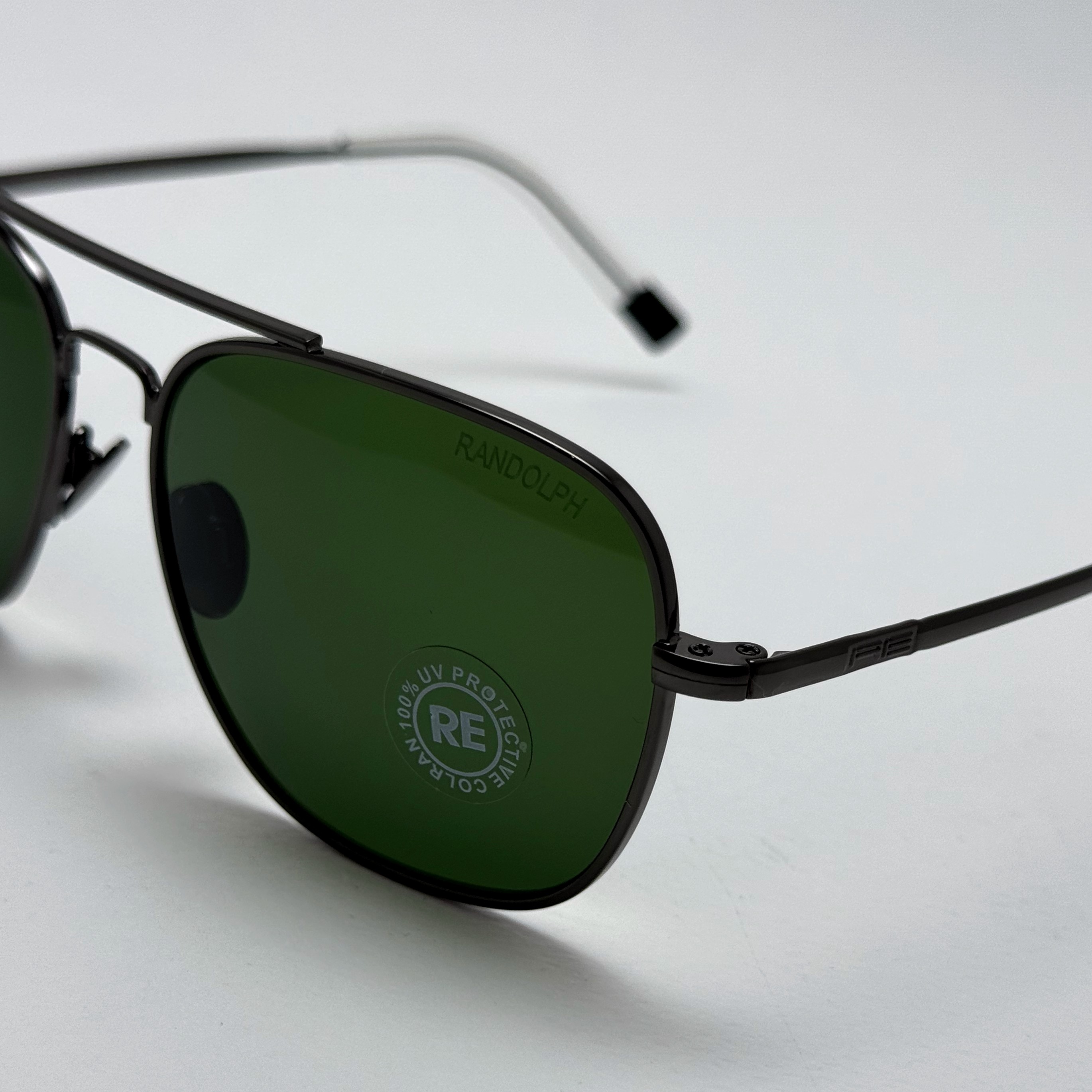 عینک آفتابی خلبانی رندولف شیشه سنگ آنتی رفلکس سبز فریم نوک مدادی فول پک RANDOLPH AVIATOR RE 58 24K (ارسال رایگان)