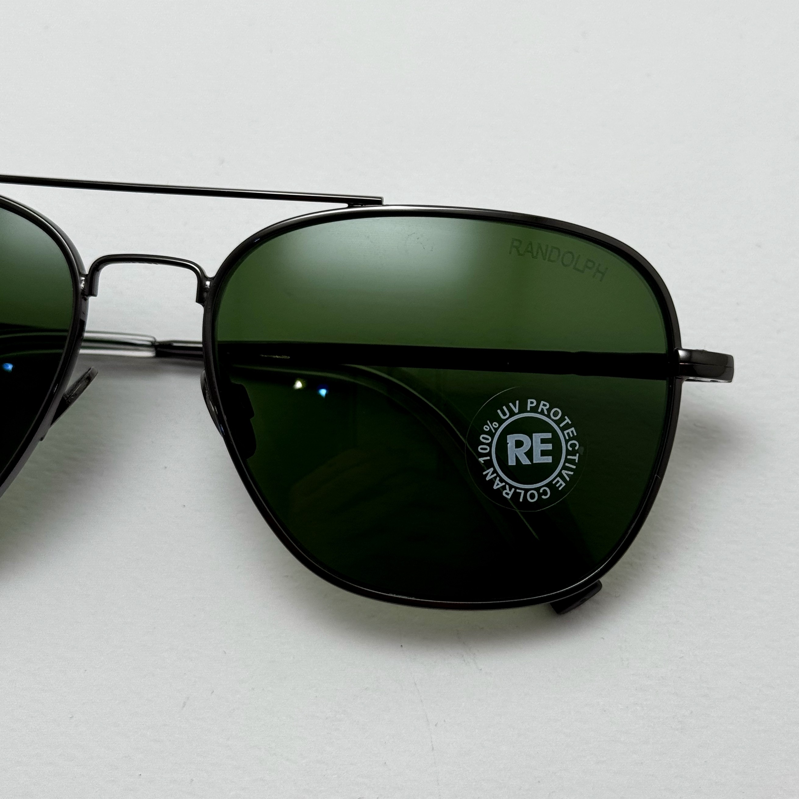 عینک آفتابی خلبانی رندولف شیشه سنگ آنتی رفلکس سبز فریم نوک مدادی فول پک RANDOLPH AVIATOR RE 58 24K (ارسال رایگان)