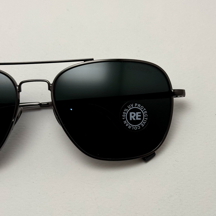 عینک آفتابی خلبانی رندولف شیشه سنگ آنتی رفلکس مشکی فریم نوک مدادی فول پک RANDOLPH AVIATOR RE 58 24K WHITE GOLD (ارسال