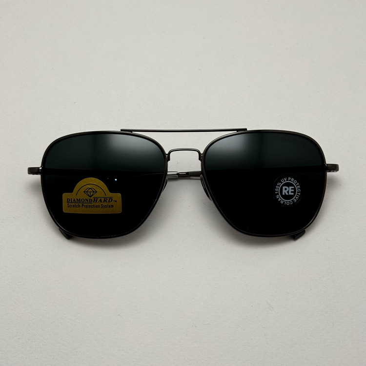 عینک آفتابی خلبانی رندولف شیشه سنگ آنتی رفلکس مشکی فریم نوک مدادی فول پک RANDOLPH AVIATOR RE 58 24K WHITE GOLD (ارسال