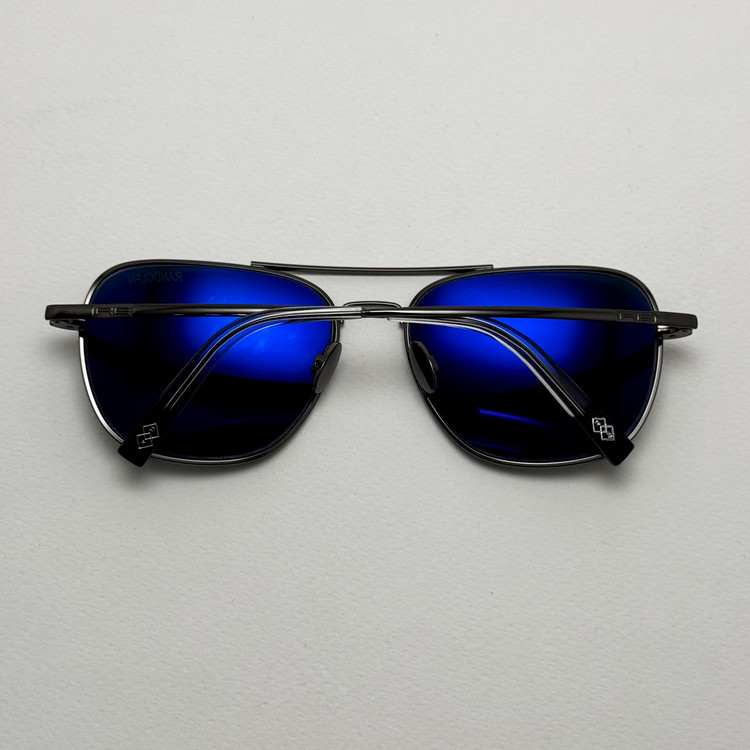 عینک آفتابی خلبانی رندولف شیشه سنگ آنتی رفلکس مشکی فریم نوک مدادی فول پک RANDOLPH AVIATOR RE 58 24K WHITE GOLD (ارسال