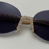 عینک آفتابی زنانه فندی Fendi فریم لس بیضی مدل Oval Frame Diamond Style نگین کاری شده کیفیت مستر مشکی طلایی (ارسال