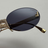 عینک آفتابی زنانه فندی Fendi فریم لس بیضی مدل Oval Frame Diamond Style نگین کاری شده کیفیت مستر مشکی طلایی (ارسال