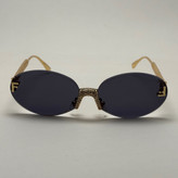 عینک آفتابی زنانه فندی Fendi فریم لس بیضی مدل Oval Frame Diamond Style نگین کاری شده کیفیت مستر مشکی طلایی (ارسال
