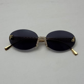 عینک آفتابی زنانه فندی Fendi فریم لس بیضی مدل Oval Frame Diamond Style نگین کاری شده کیفیت مستر مشکی طلایی (ارسال