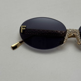 عینک آفتابی زنانه فندی Fendi فریم لس بیضی مدل Oval Frame Diamond Style نگین کاری شده کیفیت مستر مشکی طلایی (ارسال