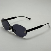 عینک آفتابی زنانه فندی Fendi فریم لس بیضی مدل Oval Frame Diamond Style نگین کاری شده کیفیت مستر تمام مشکی (ارسال رایگان)