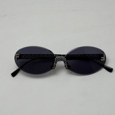 عینک آفتابی زنانه فندی Fendi فریم لس بیضی مدل Oval Frame Diamond Style نگین کاری شده کیفیت مستر تمام مشکی (ارسال رایگان)