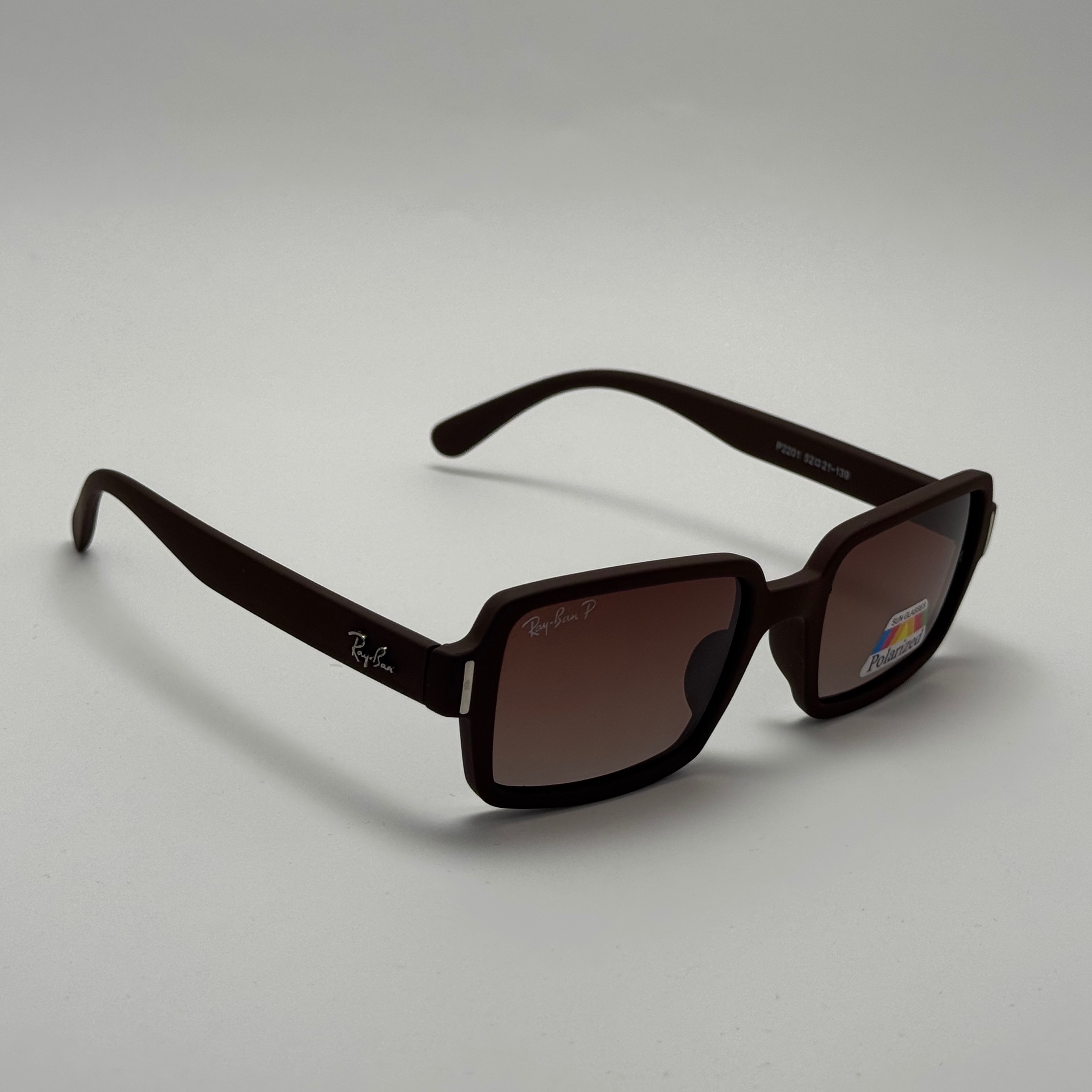 عینک آفتابی پلاریزه ریبن مستطیلی قهوه ای کد rayban RB 2201 (ارسال رایگان)