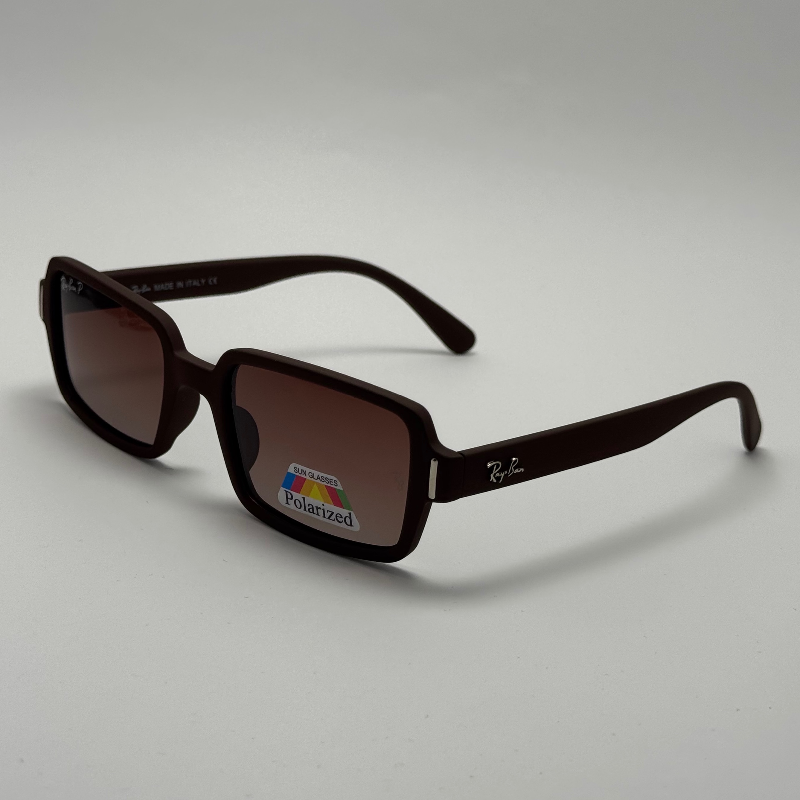 عینک آفتابی پلاریزه ریبن مستطیلی قهوه ای کد rayban RB 2201 (ارسال رایگان)