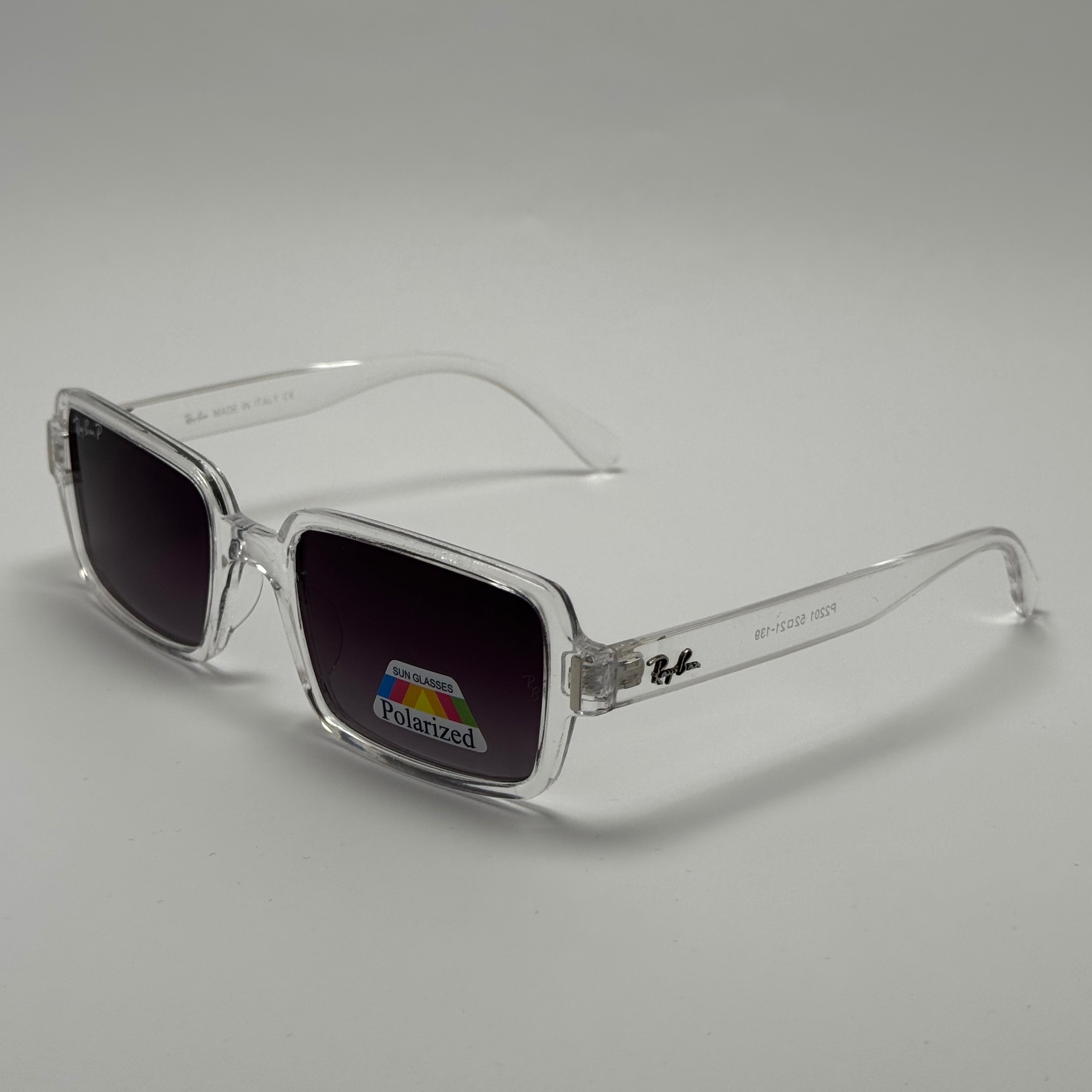 عینک آفتابی پلاریزه ریبن مستطیلی کریستالی مشکی کد rayban RB 2201 (ارسال رایگان)