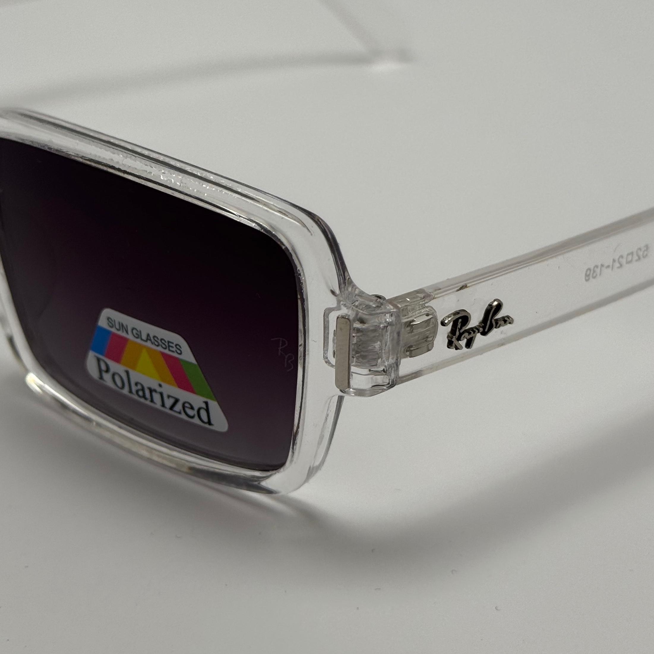 عینک آفتابی پلاریزه ریبن مستطیلی کریستالی مشکی کد rayban RB 2201 (ارسال رایگان)
