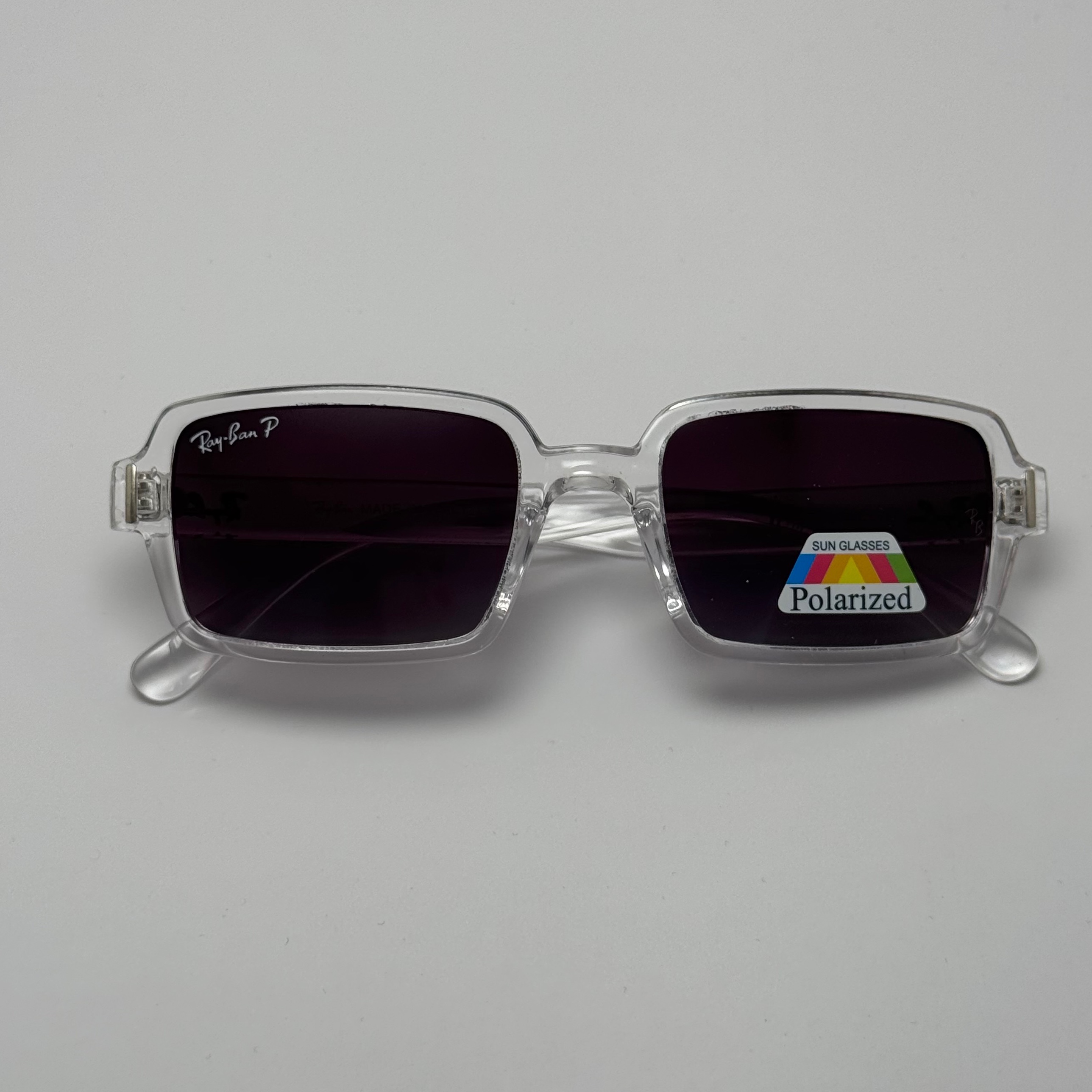 عینک آفتابی پلاریزه ریبن مستطیلی کریستالی مشکی کد rayban RB 2201 (ارسال رایگان)
