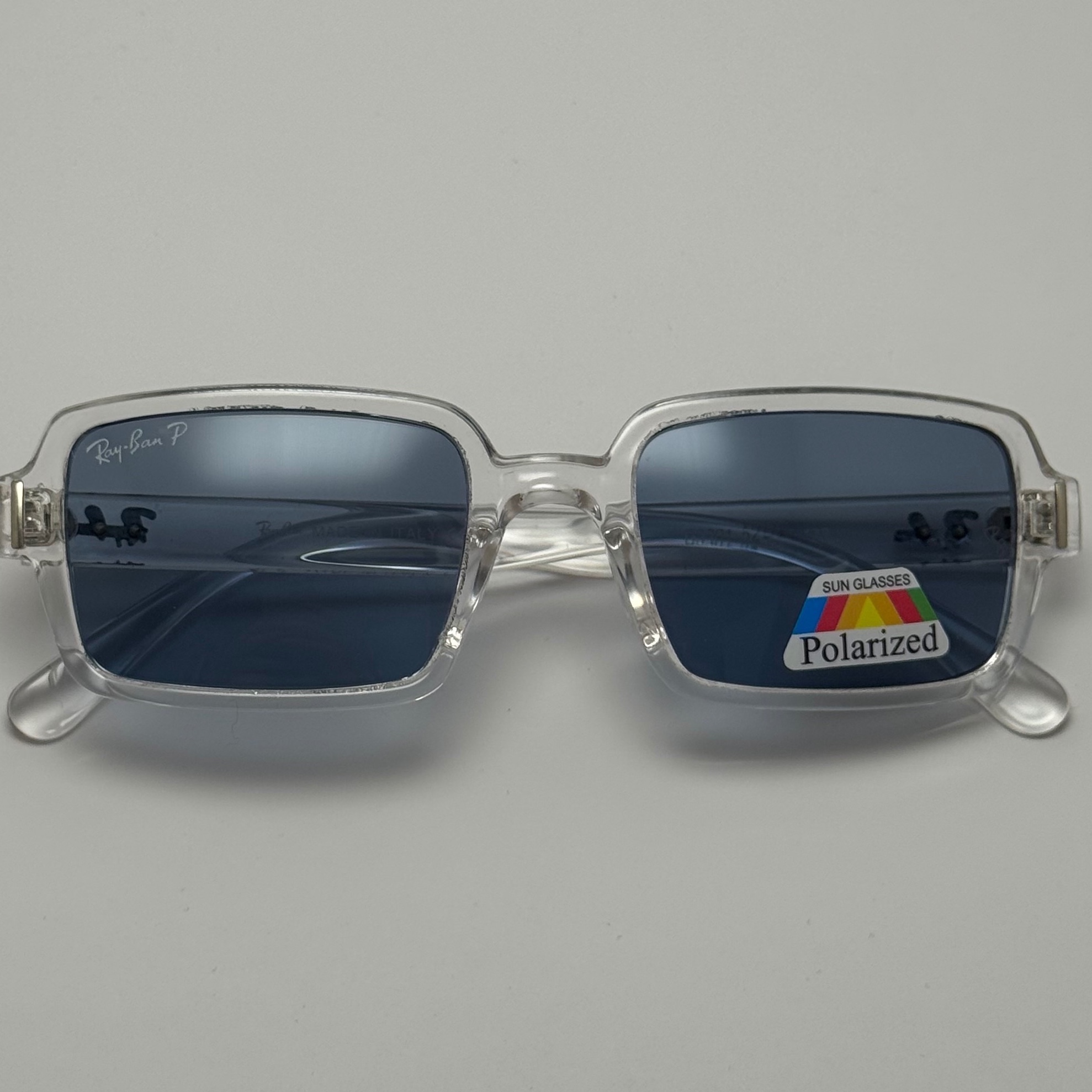 عینک آفتابی و شب پلاریزه ریبن مستطیلی آبی کد rayban RB 2201 (ارسال رایگان)
