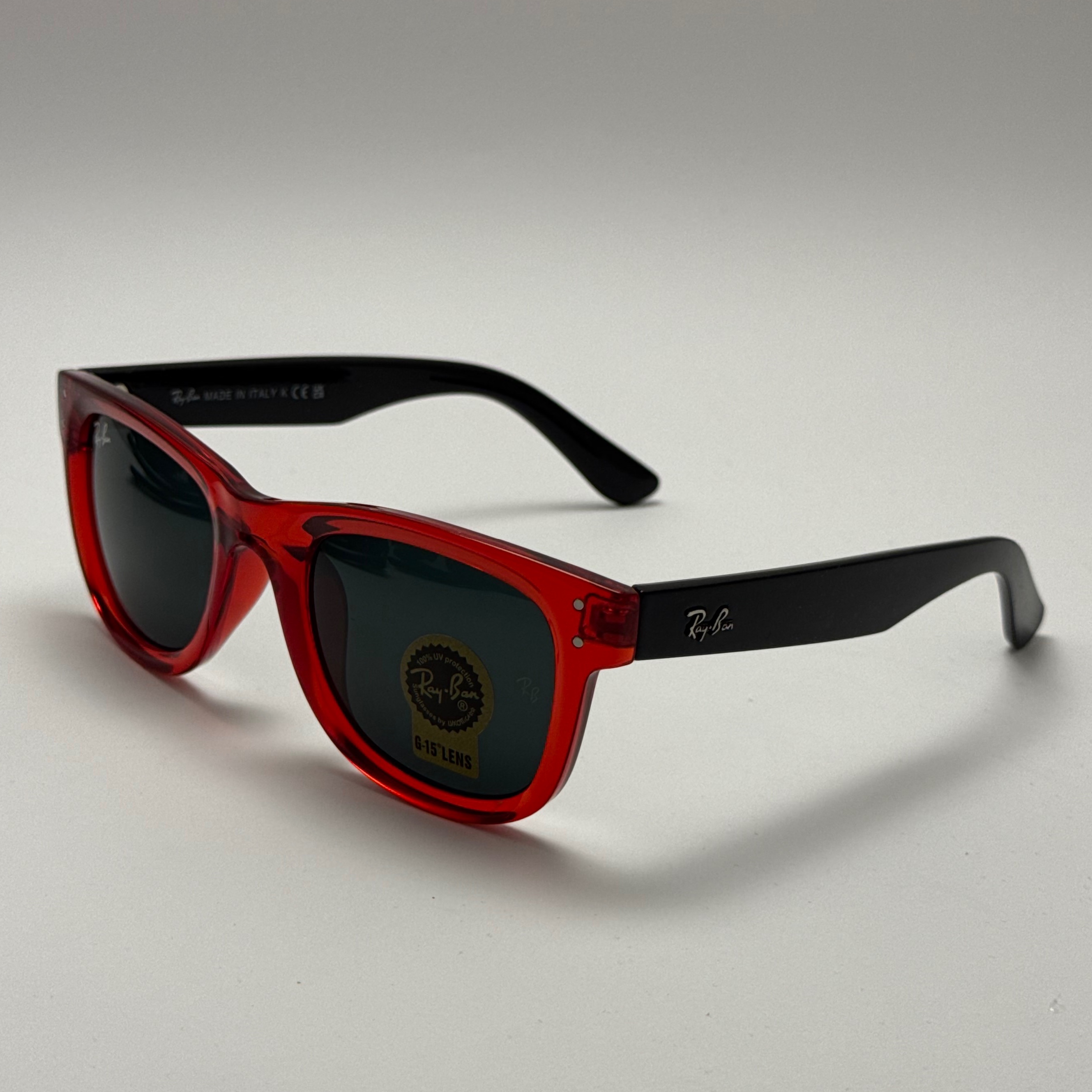 عینک آفتابی ریبن ویفرر شیشه سنگ مشکی قرمز به همراه پک کامل ریبن Rayban WAYFARER RB 0502S (ارسال رایگان)