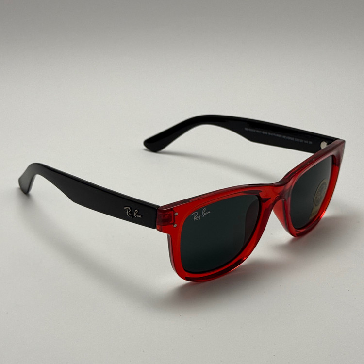 عینک آفتابی ریبن ویفرر شیشه سنگ مشکی قرمز به همراه پک کامل ریبن Rayban WAYFARER RB 0502S (ارسال رایگان)