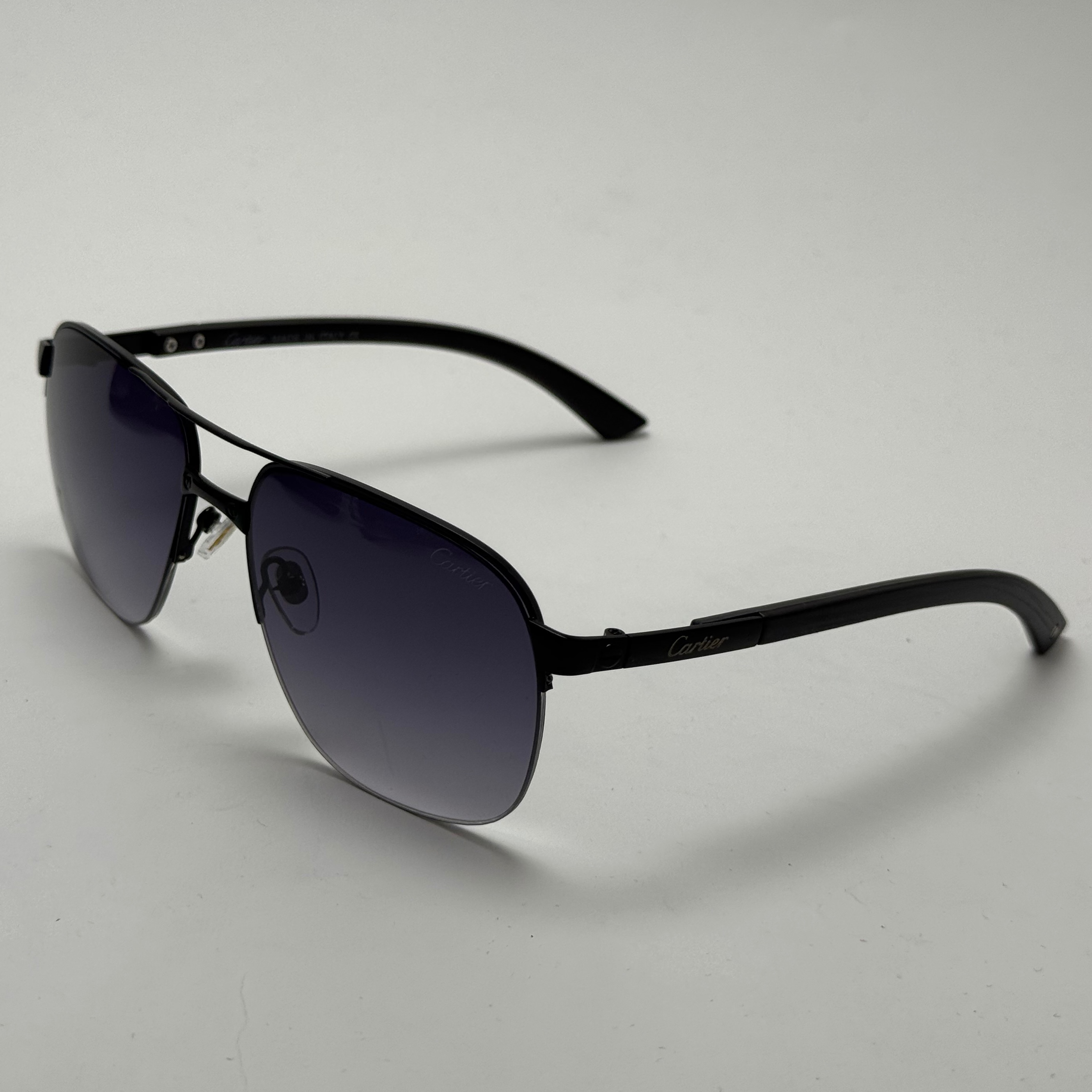عینک آفتابی مردانه کارتیر Cartier مدل Santos تمام مشکی (ارسال رایگان)