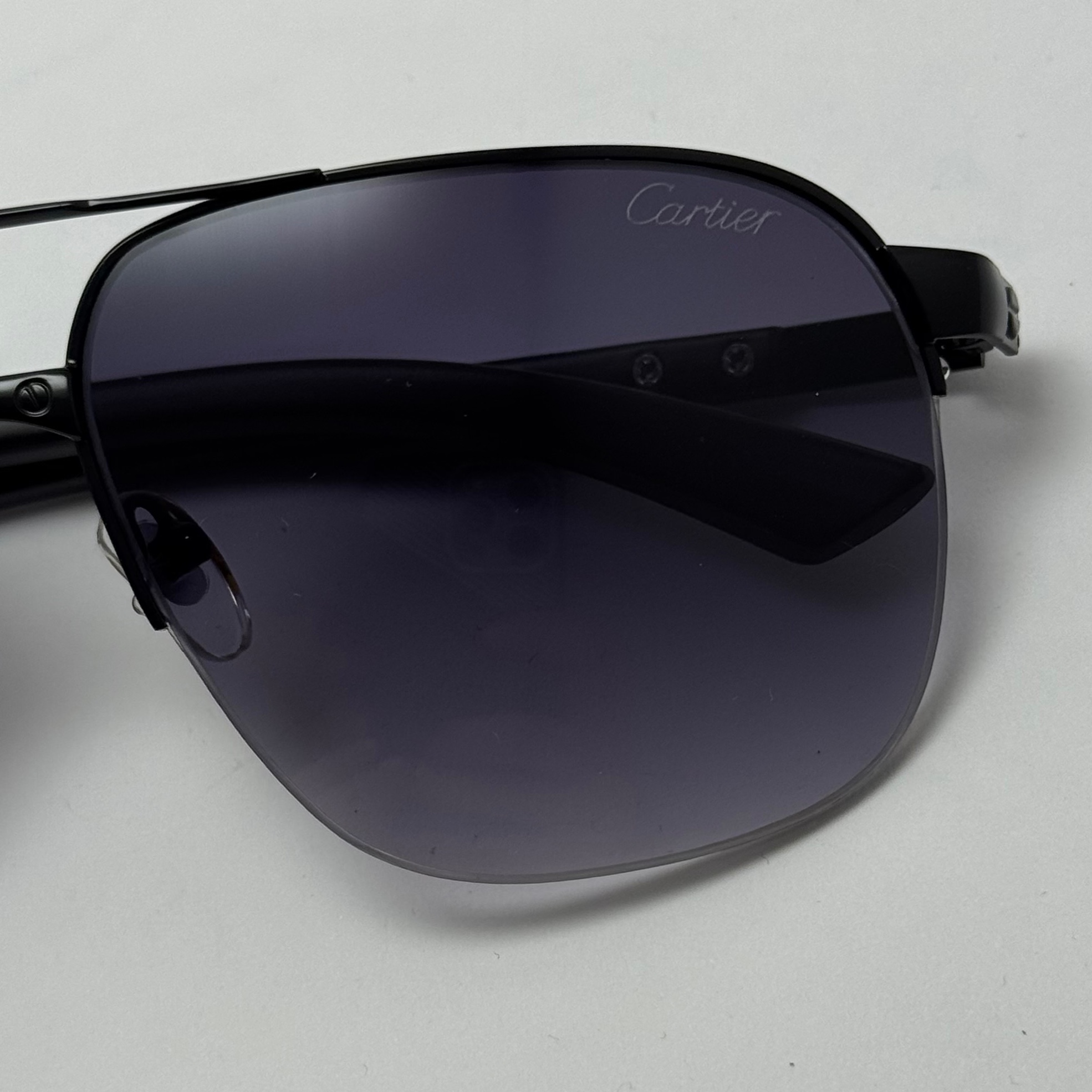 عینک آفتابی مردانه کارتیر Cartier مدل Santos تمام مشکی (ارسال رایگان)
