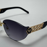 عینک آفتابی فیلیپ پلین Philip Plein مدل Luxury Shield فریم لس مشکی طلایی - لنز UV400 (ارسال رایگان)