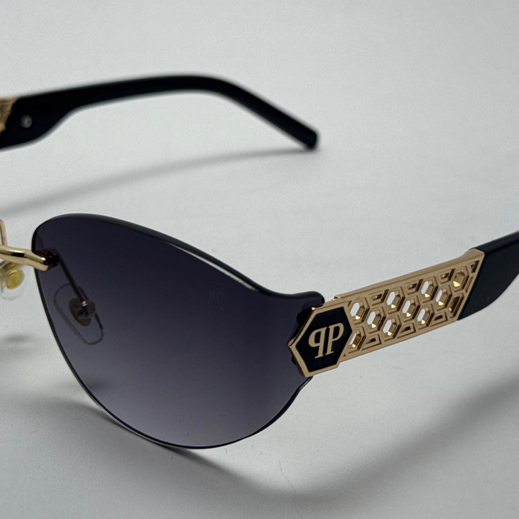 عینک آفتابی فیلیپ پلین Philip Plein مدل Luxury Shield فریم لس مشکی طلایی - لنز UV400 (ارسال رایگان)