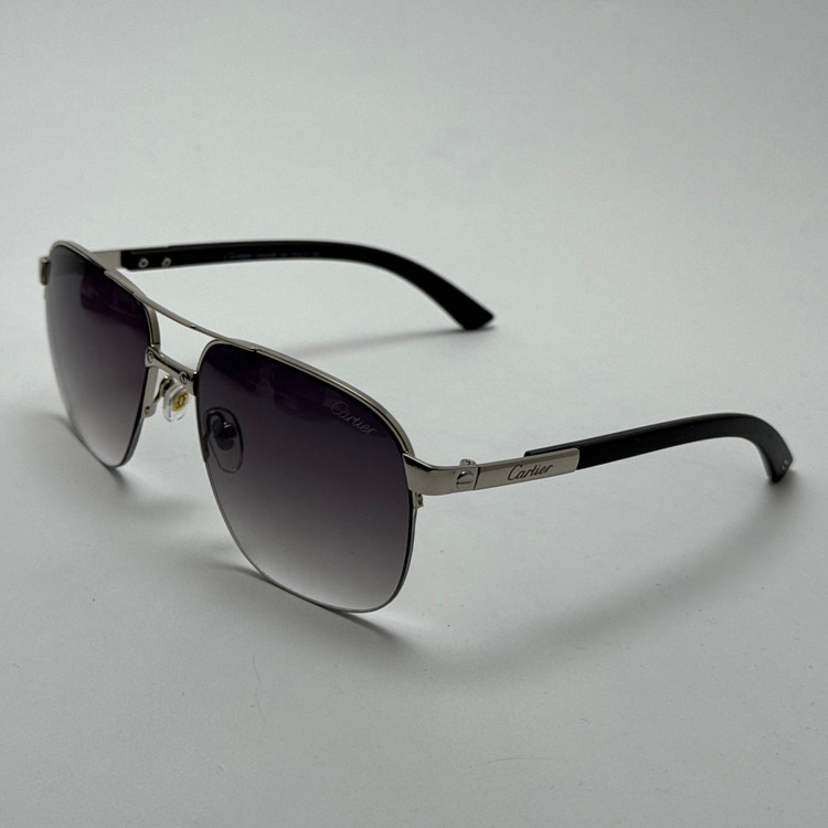 عینک آفتابی مردانه کارتیر Cartier مدل Santos مشکی نقره ای (ارسال رایگان)