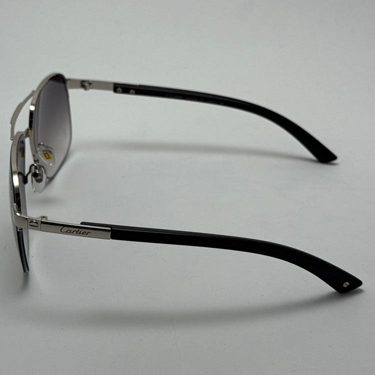 عینک آفتابی مردانه کارتیر Cartier مدل Santos مشکی نقره ای (ارسال رایگان)