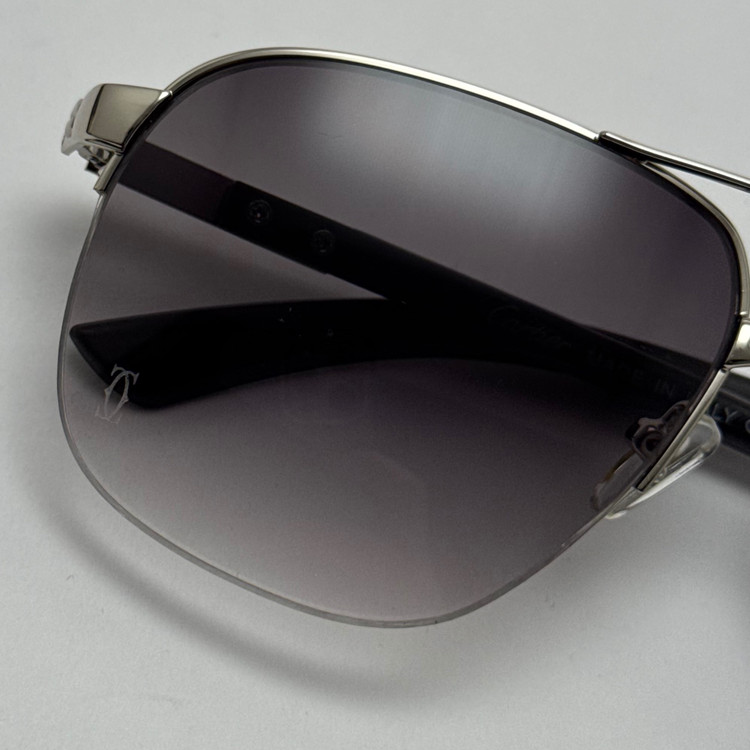 عینک آفتابی مردانه کارتیر Cartier مدل Santos مشکی نقره ای (ارسال رایگان)