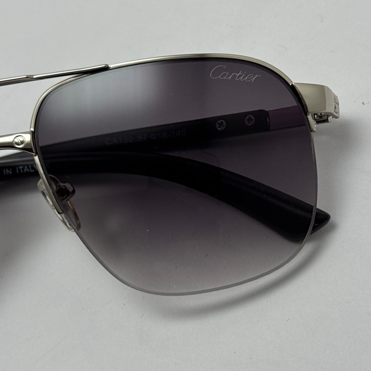 عینک آفتابی مردانه کارتیر Cartier مدل Santos مشکی نقره ای (ارسال رایگان)