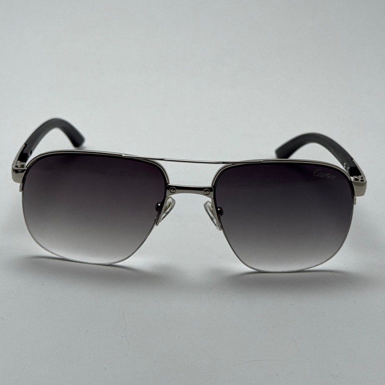 عینک آفتابی مردانه کارتیر Cartier مدل Santos مشکی نقره ای (ارسال رایگان)