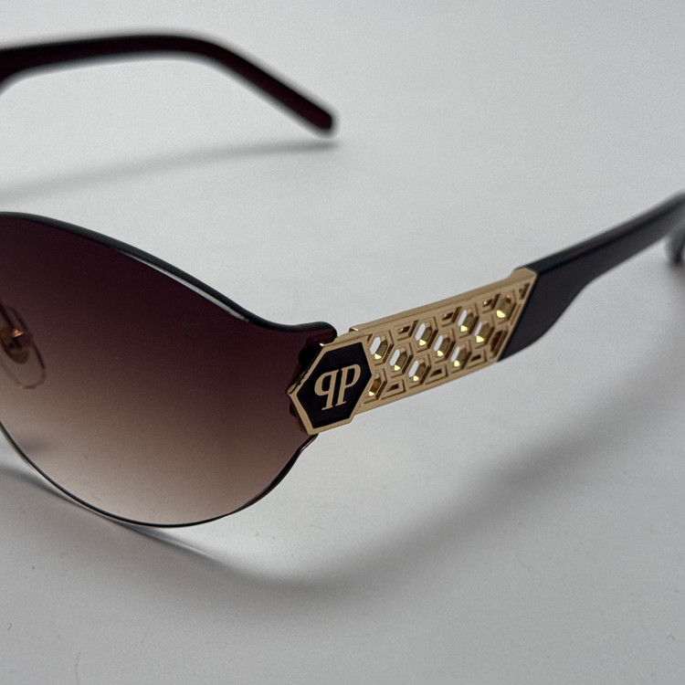 عینک آفتابی فیلیپ پلین Philip Plein مدل Luxury Shield فریم لس قهوه ای - لنز UV400 (ارسال رایگان)