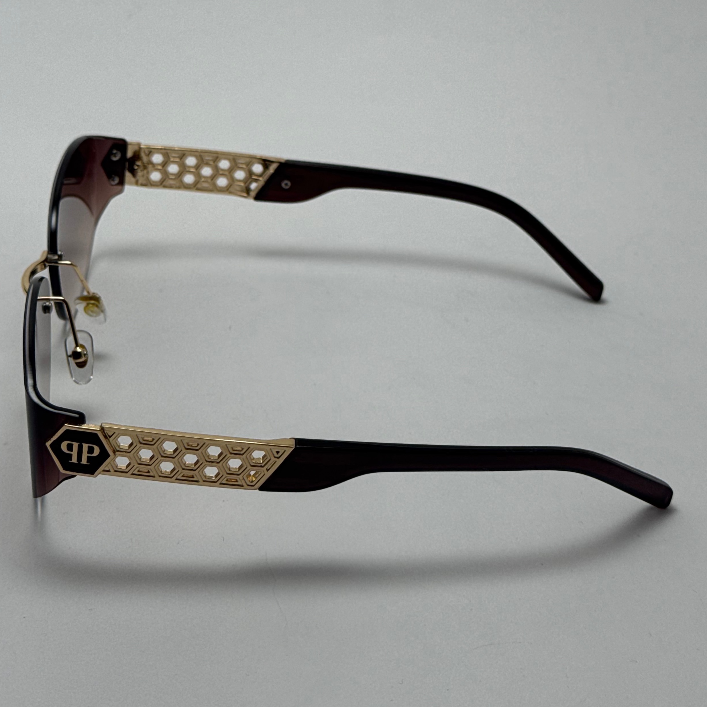 عینک آفتابی فیلیپ پلین Philip Plein مدل Luxury Shield فریم لس قهوه ای - لنز UV400 (ارسال رایگان)
