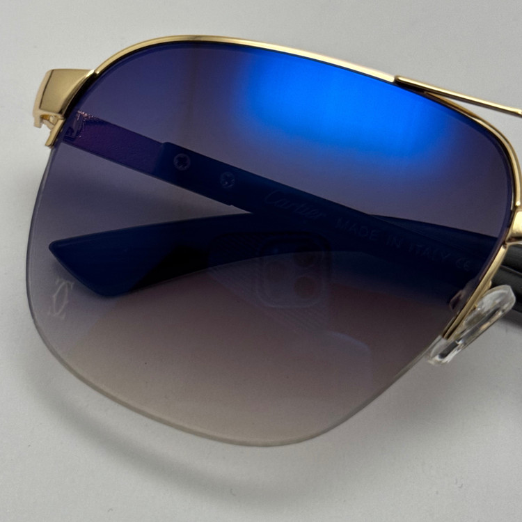 عینک آفتابی مردانه کارتیر Cartier مدل Santos آبی طلایی (ارسال رایگان)