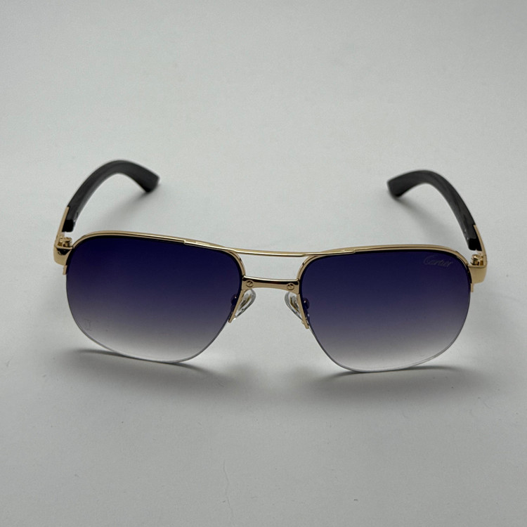 عینک آفتابی مردانه کارتیر Cartier مدل Santos آبی طلایی (ارسال رایگان)