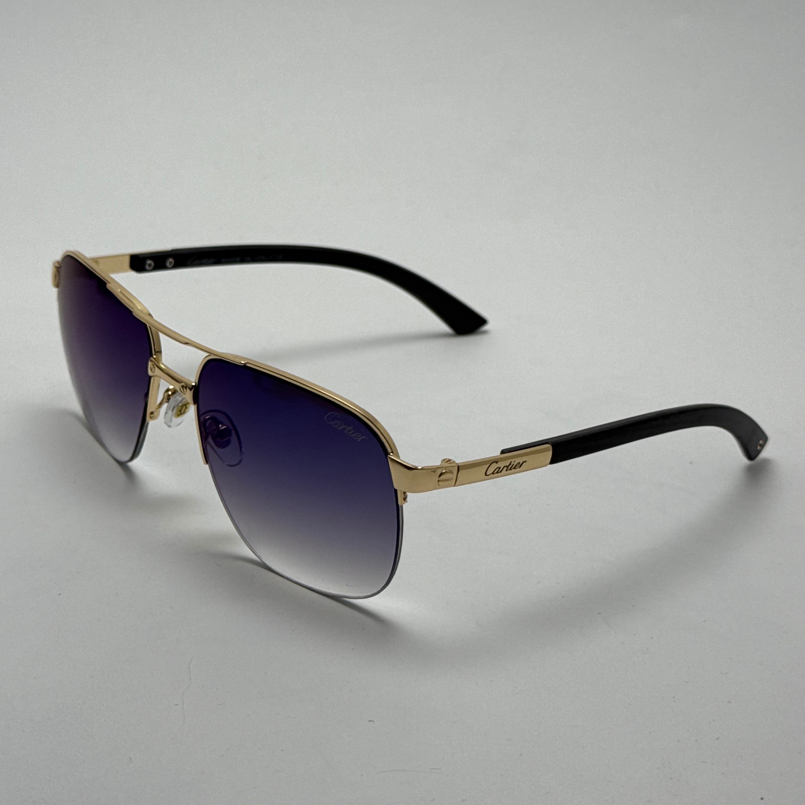 عینک آفتابی مردانه کارتیر Cartier مدل Santos آبی طلایی (ارسال رایگان)