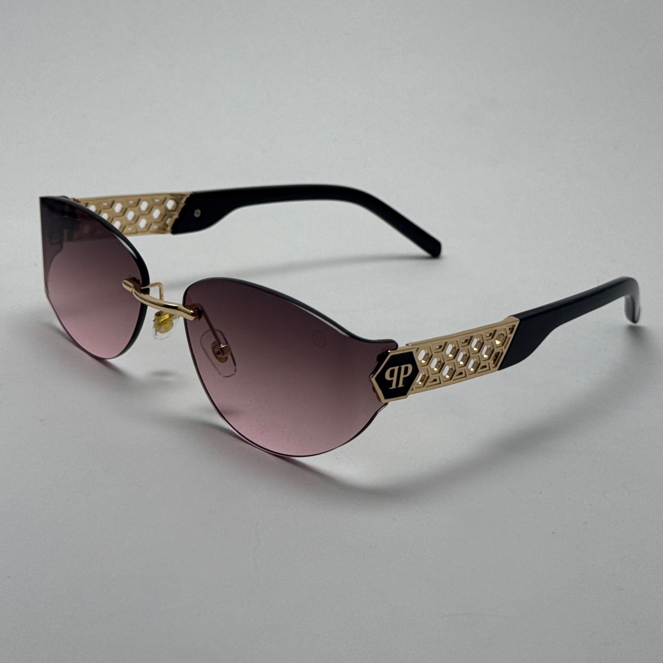 عینک آفتابی فیلیپ پلین Philip Plein مدل Luxury Shield فریم لس بنفش صورتی - لنز UV400 (ارسال رایگان)