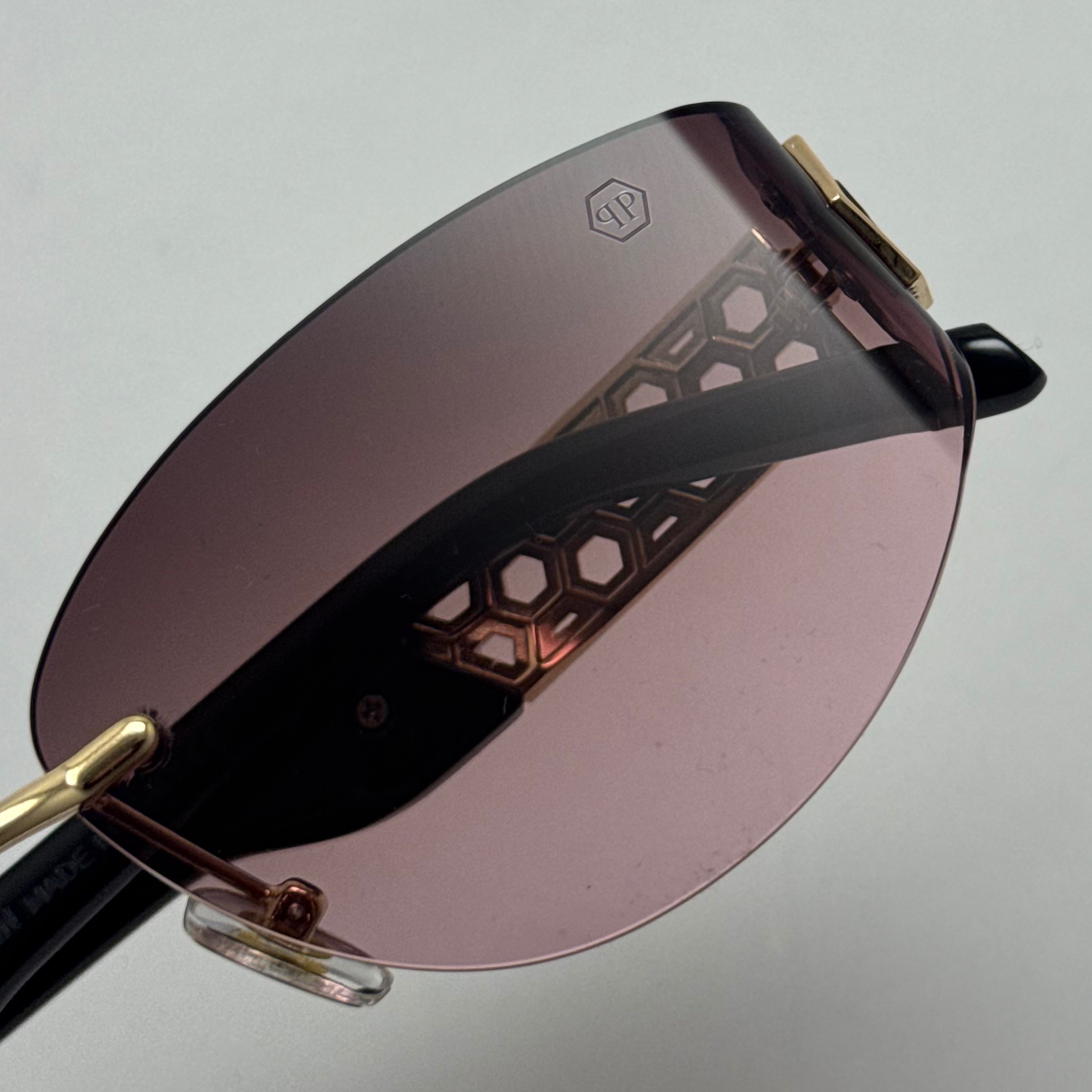 عینک آفتابی فیلیپ پلین Philip Plein مدل Luxury Shield فریم لس بنفش صورتی - لنز UV400 (ارسال رایگان)