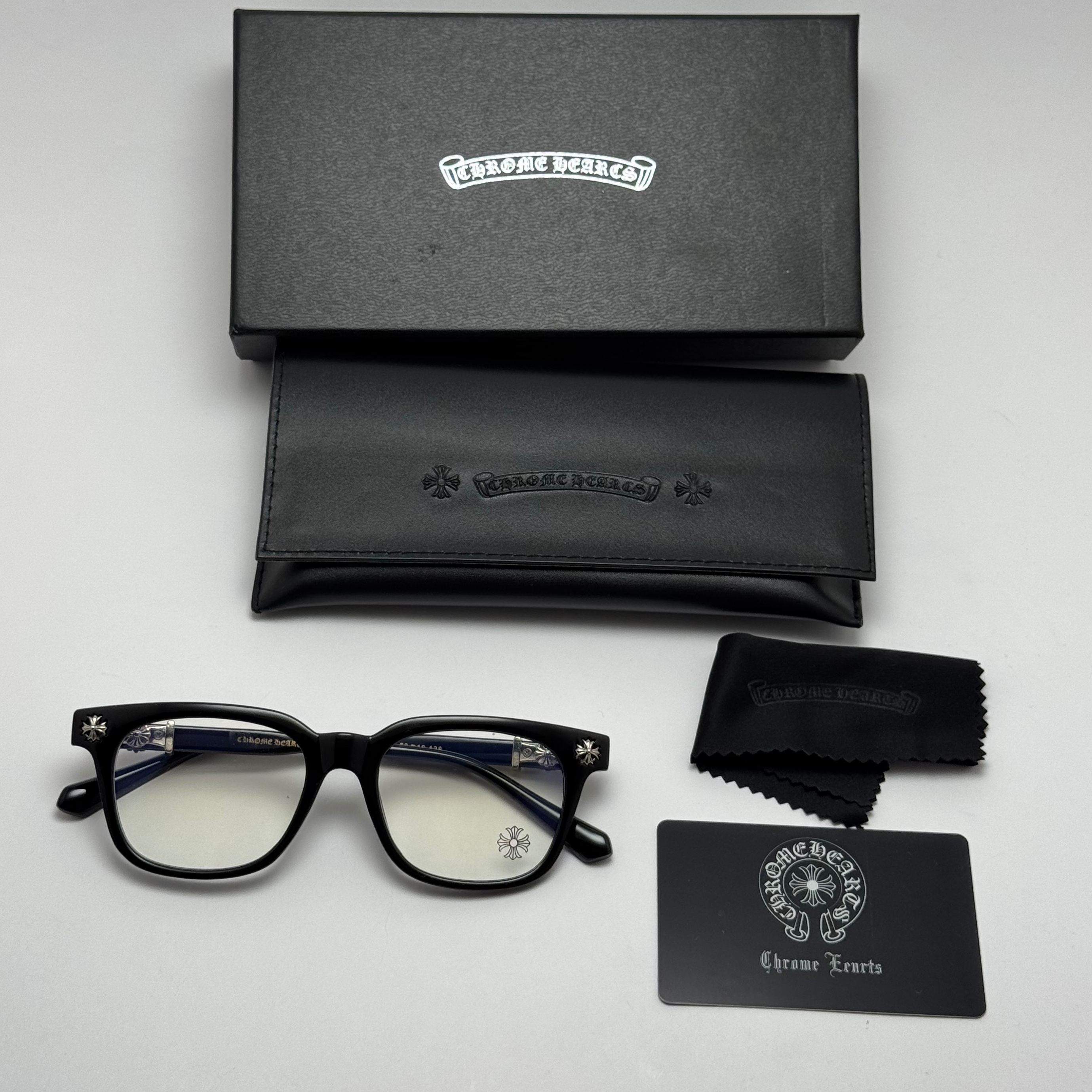 عینک بلوکات کروم هارتز مشکی نقره ای Chrome Hearts 2273 با پک کامل کروم هارتز - کیفیت مستر (ارسال رایگان)