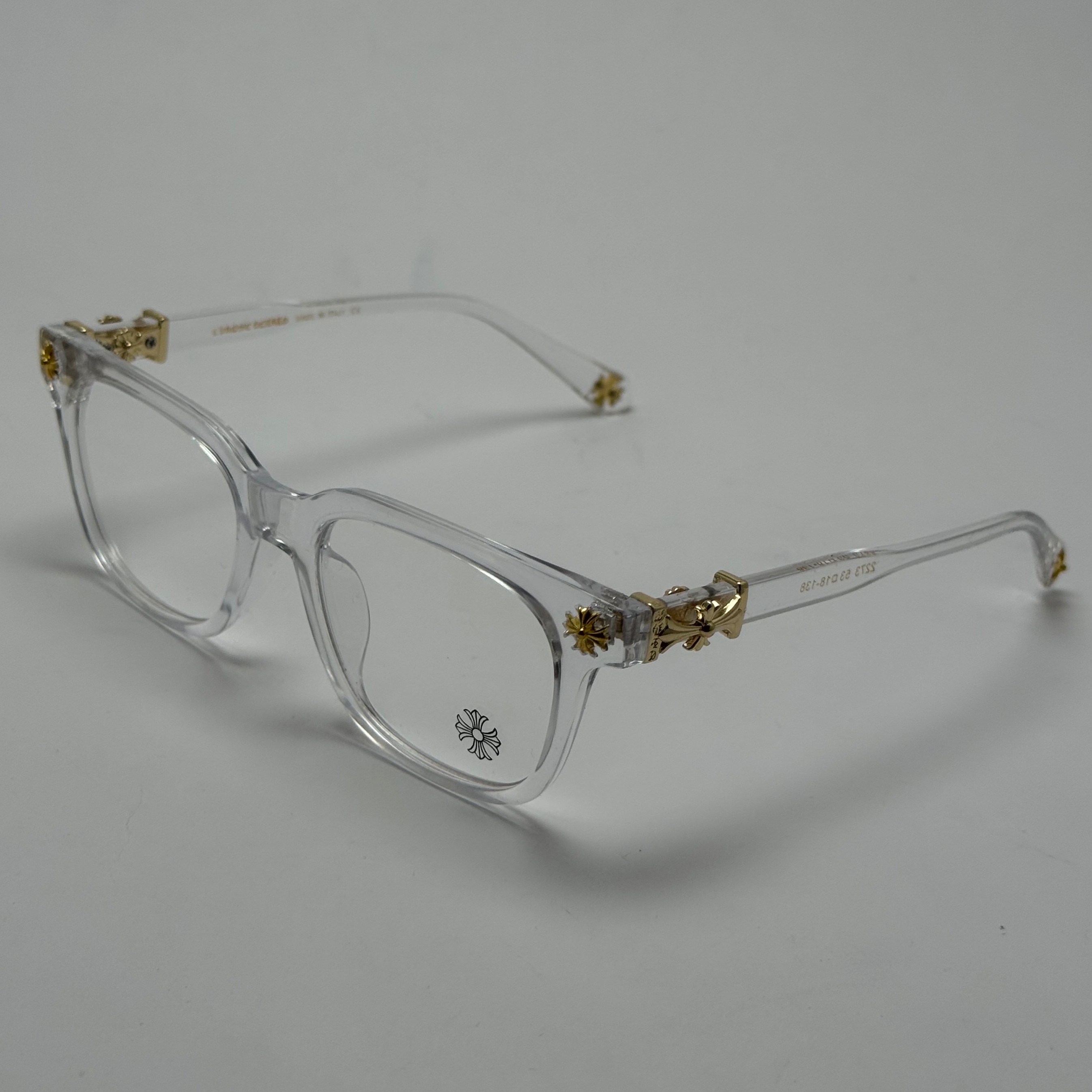 عینک بلوکات کروم هارتز کریستالی طلایی Chrome Hearts 2273 با پک کامل کروم هارتز - کیفیت مستر (ارسال رایگان)