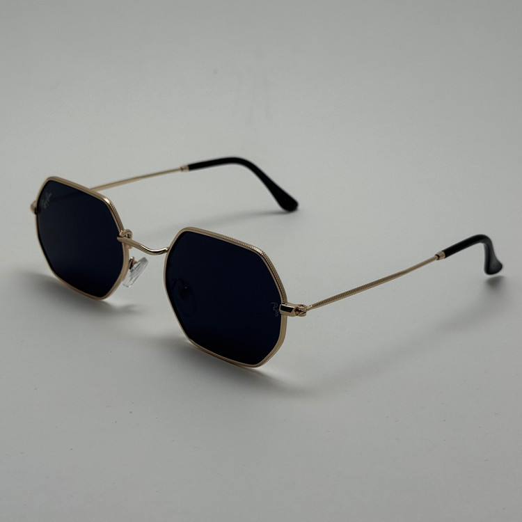 عینک آفتابی ریبن Ray-ban شش ضلعی مشکی طلایی سبک کد RB 3556