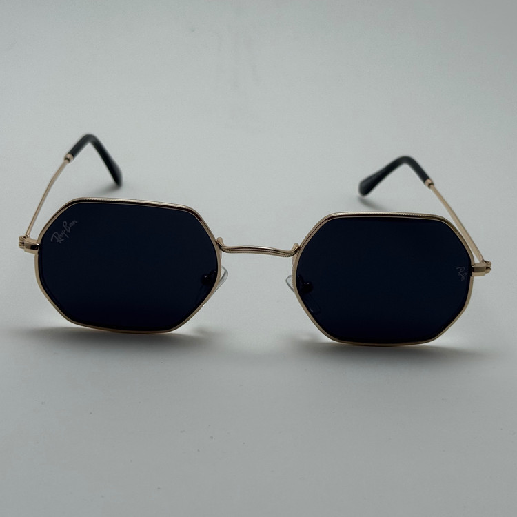 عینک آفتابی ریبن Ray-ban شش ضلعی مشکی طلایی سبک کد RB 3556