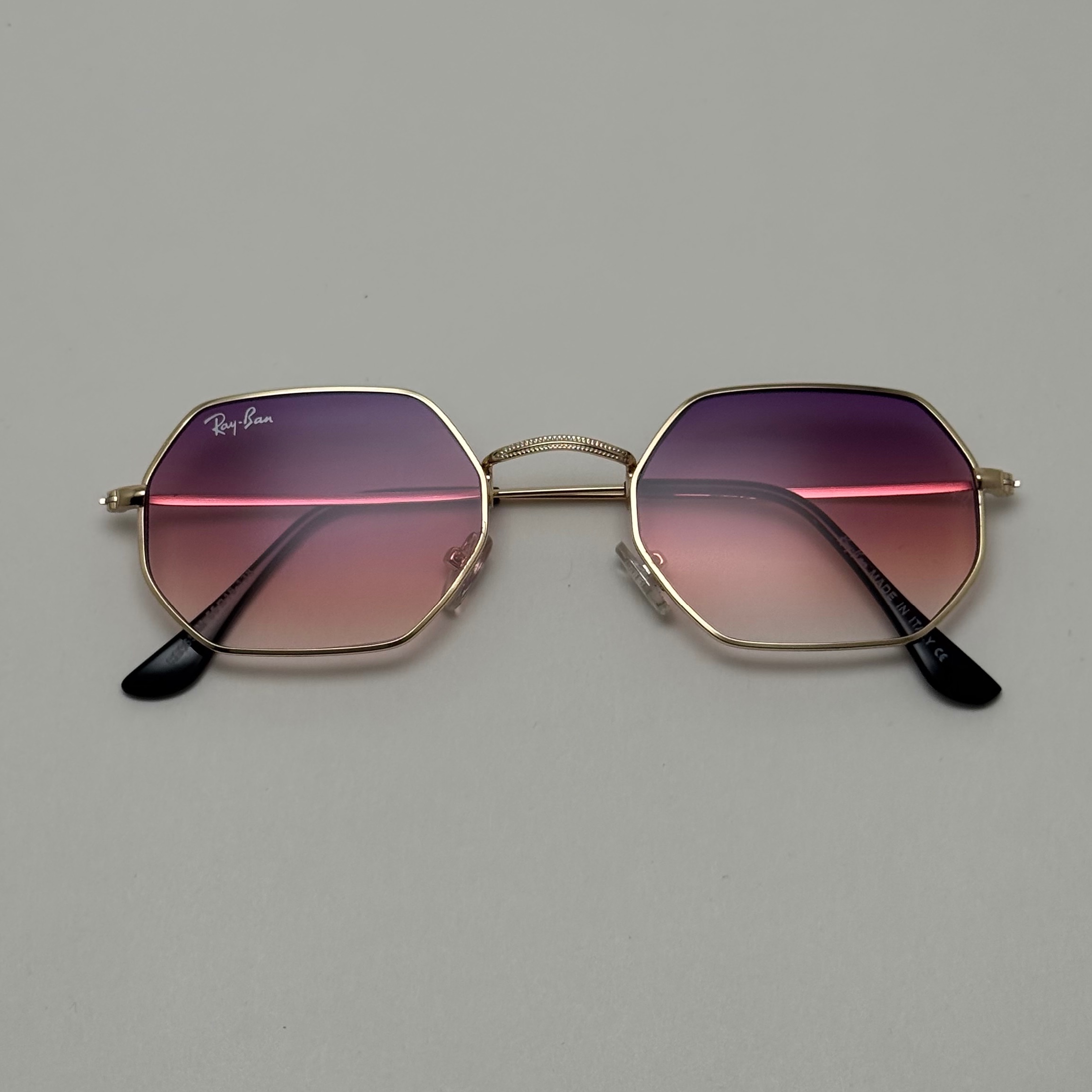 عینک شب ریبن Ray-ban صورتب هایلایت فریم طلایی کد RB 3556