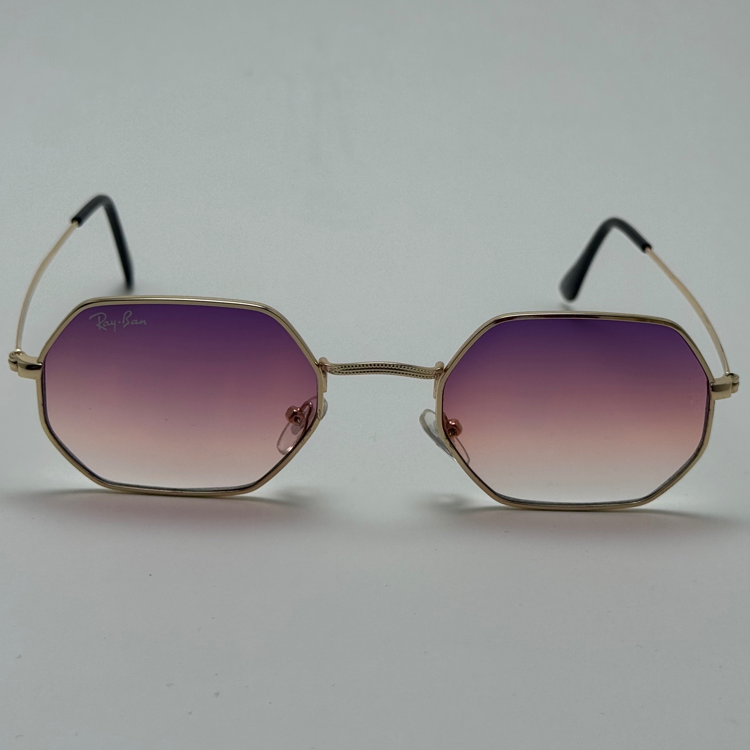 عینک شب ریبن Ray-ban صورتب هایلایت فریم طلایی کد RB 3556