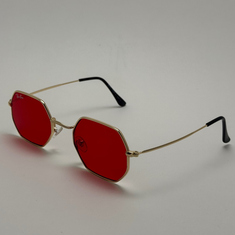 عینک شب ریبن Ray-ban قرمز فریم طلایی کد RB 3556