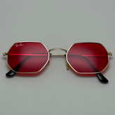 عینک شب ریبن Ray-ban قرمز فریم طلایی کد RB 3556
