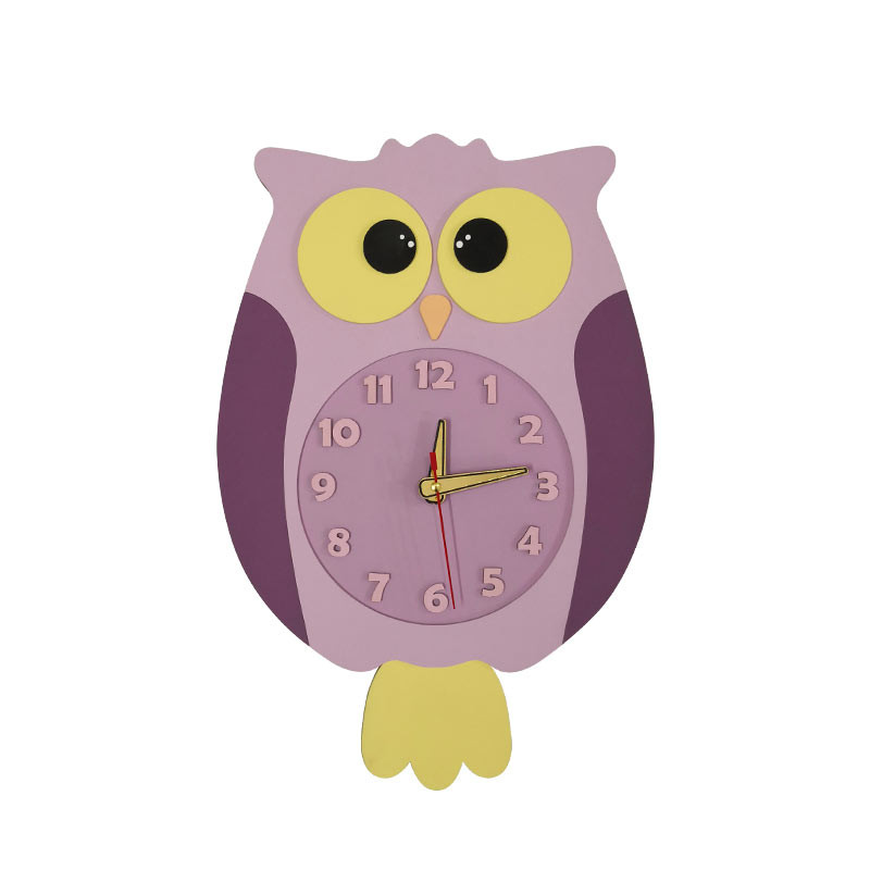 ساعت دیواری کودک طرح جغد مدل MC052Violet