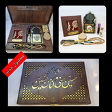 بسته فرهنگی سوغات کربلا 7 قطعه سنگ حرم امام حسین وقاب فرش حرم حضرت عباس وتسبیح عطر و آب سرداب حرم حضرت عباس