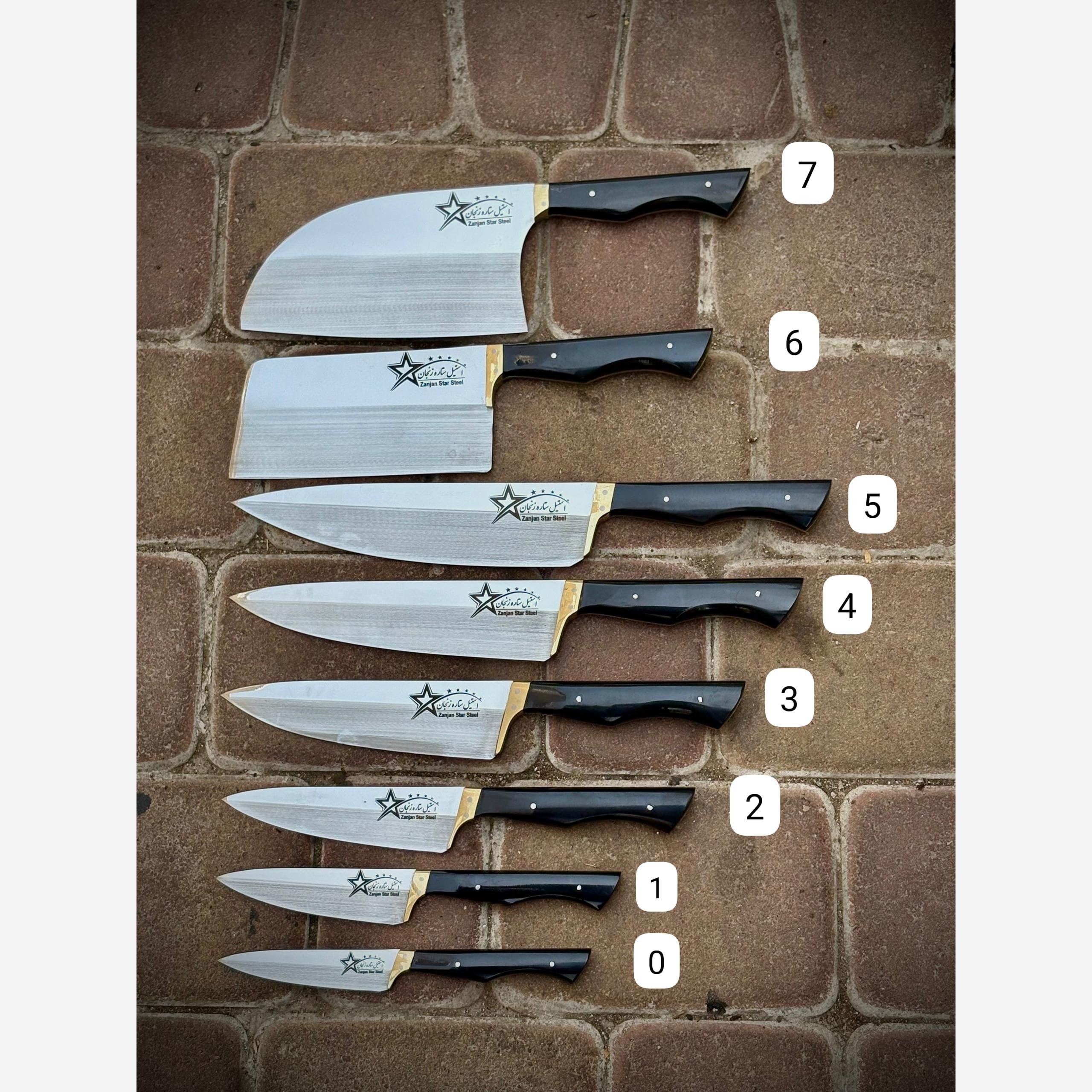 چاقو آشپزخانه ستاره شماره 5دسته فیبر رنگ مشکی تیغه استیل ضد زنگ