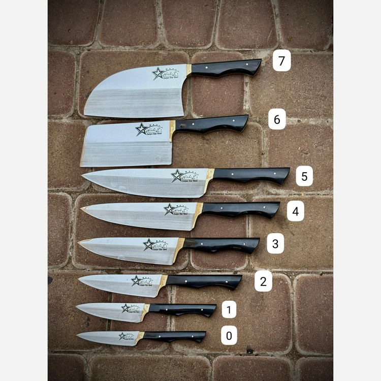 چاقو آشپزخانه ستاره شماره 3 دسته فیبر رنگ مشکی تیغه استیل ضد زنگ